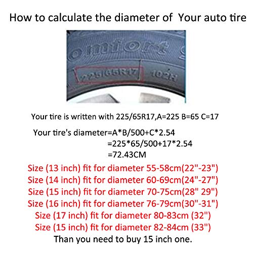 Mdurian 13" pulgadas Cubierta de llanta de refacción Cubierta neumático diámetros (55cm-58cm/22"-23") remolque coche PVC impermeable a prueba de polvo protección