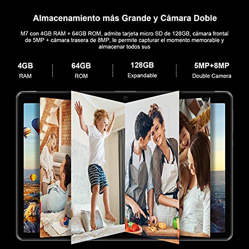 MEBERRY Tablet 10 Pulgadas HD IPS Ultra Rápido Android 10 Pro 8-núcleos 1.6Ghz Tableta 128GB Expandible - Certificación Google GMS - 8000mAh | WI-FI | Bluetooth | GPS(5.0+8.0MP Cámara), Gris