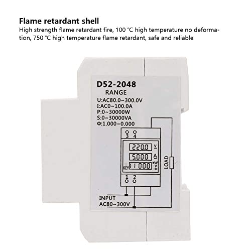 Medidor de Energía Digital LED Medidor de potencia multifuncional activo para medir el voltaje y corriente AC, potencia activa, potencia aparente y factor de potencia Carril DIN(AC80-300/100A)