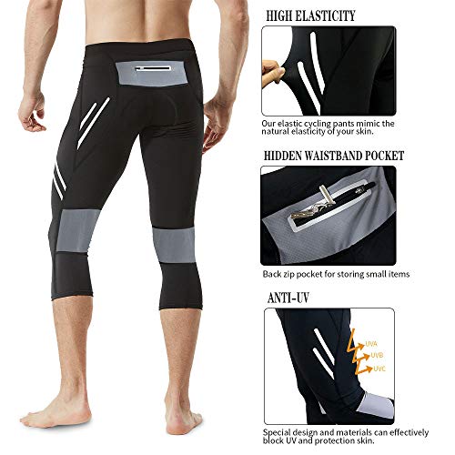 MEETWEE Hombres 3/4 Pantalones de Ciclismo, Transpirable Bicicleta con 3D Gel Acolchado MTB Ciclismo Pantalones Largos