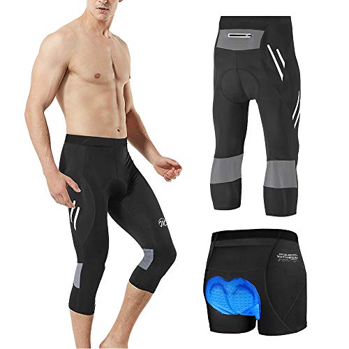 MEETWEE Hombres 3/4 Pantalones de Ciclismo, Transpirable Bicicleta con 3D Gel Acolchado MTB Ciclismo Pantalones Largos