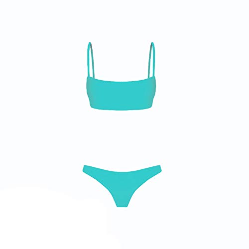 Meioro Conjuntos de Bikinis para Mujer Push Up Bikini Traje de baño de Tanga de Cintura Baja Trajes de baño Adecuado Viajes Playa La Natacion (S, Azul)