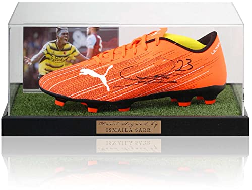 Memorabilia Kings Ismaïla Sarr Firmado Mano Watford Football Boot Presentación AFTAL Certified COA
