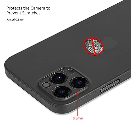 memumi Case para iPhone 12 Pro MAX Ultrafina 0.3 mm Revestimiento Mate Protector Carcasa para iPhone 12 Pro MAX 2020 Funda Slim con Anti-arañazos y Sin Huella Digital 6.7pulgadas Negro Translúcido