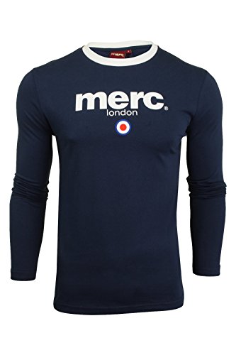 Merc of London Fight T-Shirt Camiseta, Azul Marino, L para Hombre