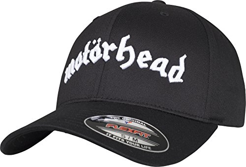 MERCHCODE Motörhead Flexfit - Gorra de béisbol Unisex para Adultos con Bordado del Nombre de la Banda, Unisex Adulto, Gorra, MC109, Blk, Extra-Large