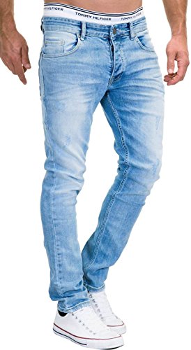 Merish 9148-2100 - Pantalones vaqueros, diseño ajustado, para hombre 9148 azul claro. 31W x 30L