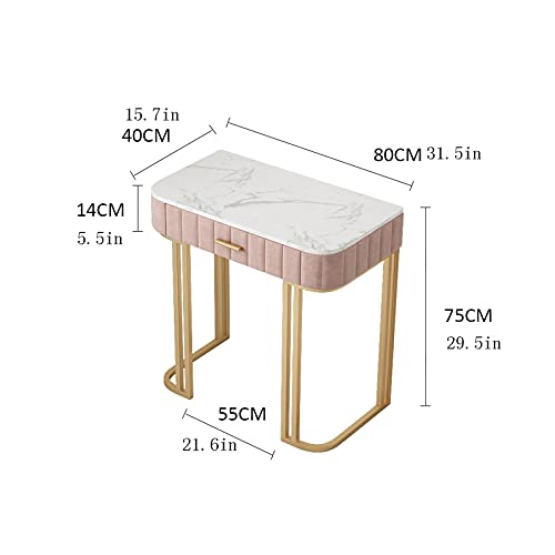 Mesas de vestir Mesa de tocador de maquillaje con 1 cajón de tocador para niños pequeños para dormitorios-doméstico oficina de computadora mesa de mármol / patas de metal de oro Adecuado para la habit