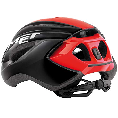 MET Casco Strale L(58-62), Adultos Unisex, Multicolor (Negro Rojo), 59-62