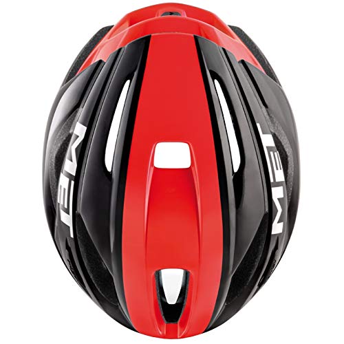 MET Casco Strale L(58-62), Adultos Unisex, Multicolor (Negro Rojo), 59-62