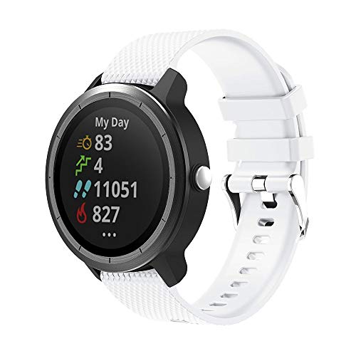 METEQI Correa Compatible con Garmin Vivoactive 3,Correa Reloj Silicona Suave Ajustable 20mm para Garmin Vivoactive 3/Forerunner 645 Música/Samsung Galaxy 42mm (Blanco)