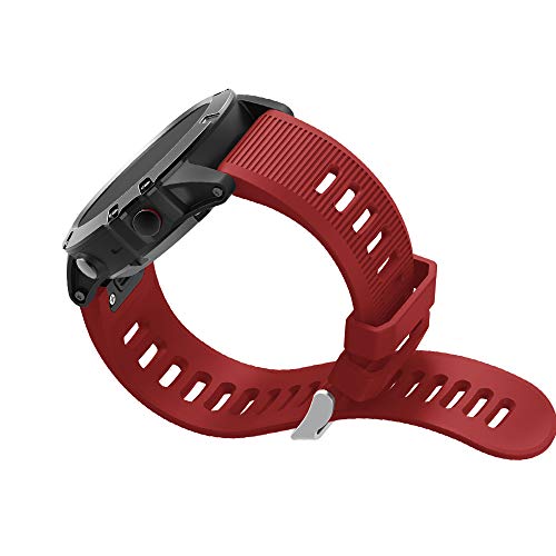 METEQI Correa de repuesto Compatible con Garmin Fenix 5X, Correa de reloj de silicona suave de 26 mm de ancho y ajuste rápido para Garmin Fenix 5X/Fenix 5X Plus/Fenix 3/Fenix 3 HR (Rojo oscuro)