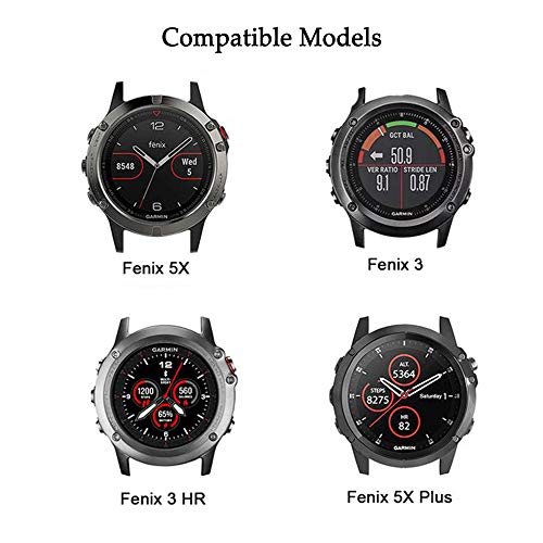 METEQI Correa de repuesto Compatible con Garmin Fenix 5X, Correa de reloj de silicona suave de 26 mm de ancho y ajuste rápido para Garmin Fenix 5X/Fenix 5X Plus/Fenix 3/Fenix 3 HR (Rojo oscuro)