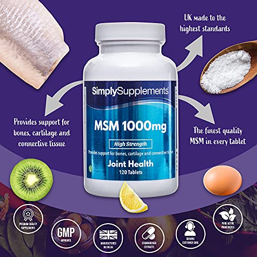 Metilsulfonilmetano MSM 1000 mg - ¡Bote para 2 meses! - Apto para veganos - 120 comprimidos - SimplySupplements