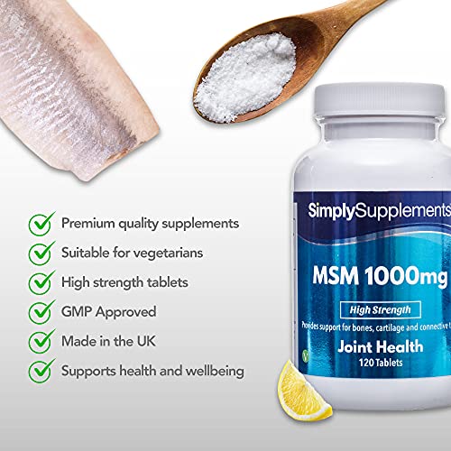 Metilsulfonilmetano MSM 1000 mg - ¡Bote para 2 meses! - Apto para veganos - 120 comprimidos - SimplySupplements