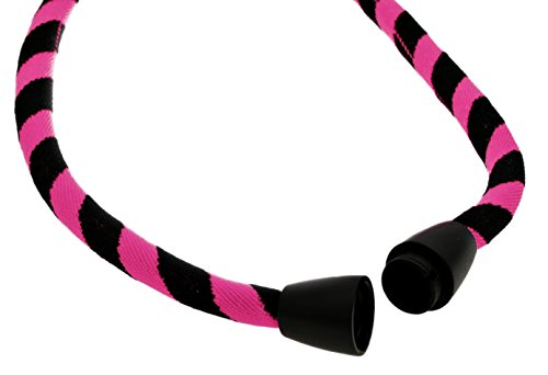 mia mai Tubular Lanyard (rosa/negro, 45cm) Cordón de llaves para el cuello con cierre de seguridad, llavero, colgante para llaves