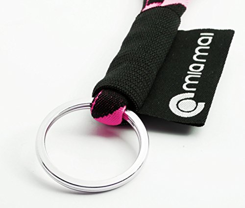 mia mai Tubular Lanyard (rosa/negro, 45cm) Cordón de llaves para el cuello con cierre de seguridad, llavero, colgante para llaves