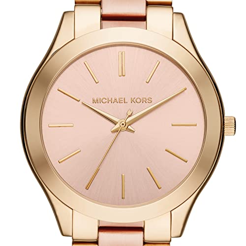 Michael Kors Reloj para Mujer SLIM RUNRAY, Tamaño de Caja de 42 mm, Movimiento de Tres Manecillas, Correa de Acero Inoxidable, Rosado