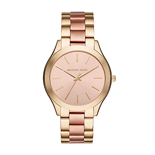 Michael Kors Reloj para Mujer SLIM RUNRAY, Tamaño de Caja de 42 mm, Movimiento de Tres Manecillas, Correa de Acero Inoxidable, Rosado