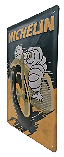 Michelin - Cartel de chapa (30 x 20 cm), diseño de hombre en moto