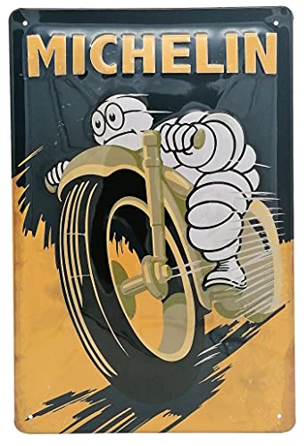 Michelin - Cartel de chapa (30 x 20 cm), diseño de hombre en moto