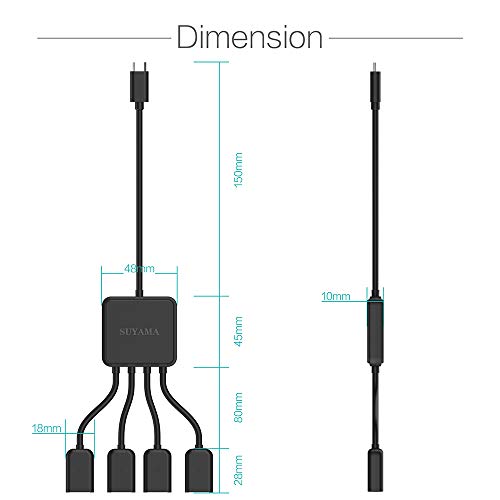 Micro USB HUB Splitter, SUYAMA 4-Ports OTG Host Cable Cord USB 2.0 Adaptador para TV Cube, Raspberry Pi 2 3 Pi Zero Android Smart Phone Tablet Samsung