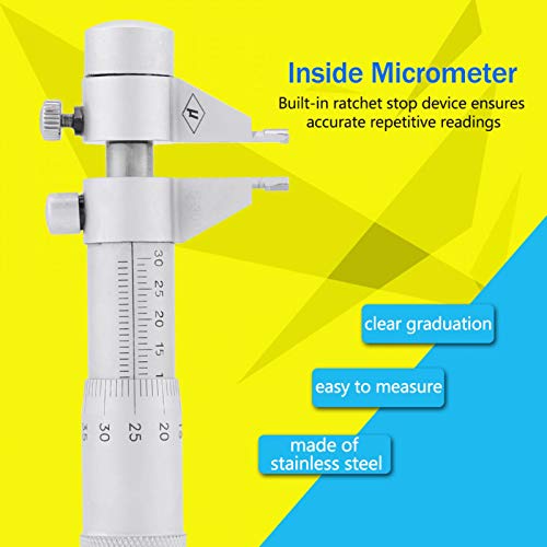 Micrómetro interior, micrómetro interior Orificio del orificio Diámetro interno Medidor de calibre 5‑30 mm Rango 0.01 mm Precisión, lectura repetible, para diversas medidas de tamaño interno