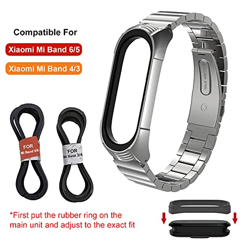 MIJOBS Correa de Metal para Xiaomi Band 6, Xiaomi Band 5/4/3 Correas de Reloj Inteligente para Mi Band 6 Pulseras de Acero Inoxidable Pulsera de Repuesto Compatibles con Xiaomi Mi Band 6/5/4/3