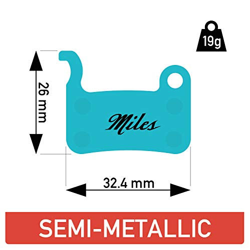 Miles Racing Plaquettes de Frein sémi-métallique pour Shimano XTR 2010 BR-M975, BR-M775 m966, Shimano XT BR, BR-M765, LX br-m585, Deore br-m535, Saint, smartphone, Shimano SLX 2009 br-m665