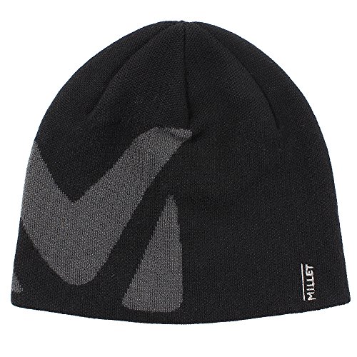 Millet - Logo Beanie - Gorro Unisex de Lana Merina - Senderismo, Trekking, Día a Día - Negro/Gris