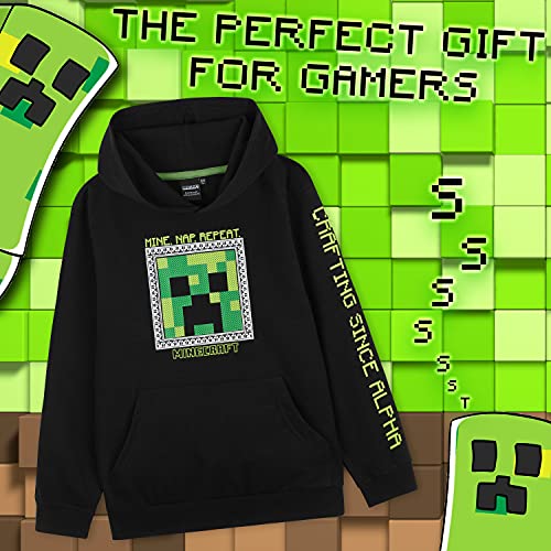 Minecraft Sudadera con Capucha para Niños y Adolescentes, Sudadera Niño 100% Algodón, Regalos para Niños y Adolescentes de 5-14 Años (9-10 años, Negro)