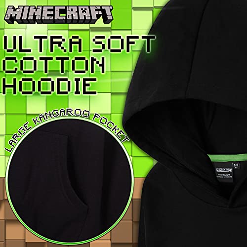 Minecraft Sudadera con Capucha para Niños y Adolescentes, Sudadera Niño 100% Algodón, Regalos para Niños y Adolescentes de 5-14 Años (9-10 años, Negro)