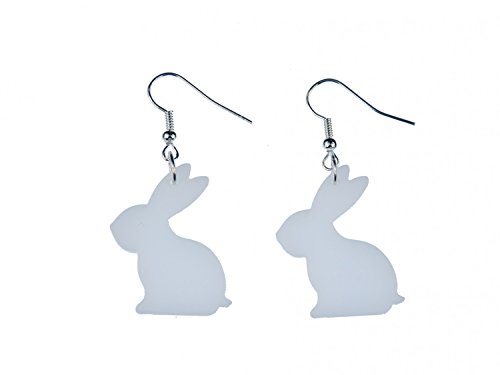 Miniblings conejo pendientes del conejo de conejo de conejito percha acrílico blanco - plata hecha a mano joyas de moda I pendientes pendientes