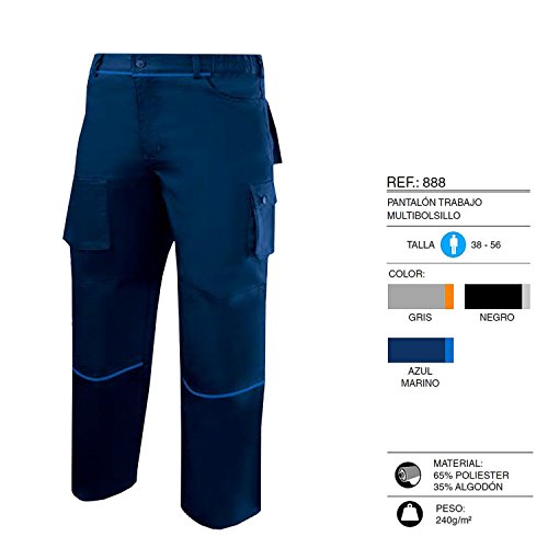 MISEMIYA - PANTALÓN DE Trabajo MULTIBOLSILLO Uniforme Laboral Industrial Fontanero ALBAÑIL Taller MECÁNICORef.888-44, Azul Marino