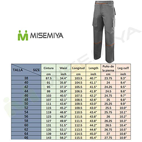 MISEMIYA - PANTALÓN DE Trabajo MULTIBOLSILLO Uniforme Laboral Industrial Fontanero ALBAÑIL Taller MECÁNICORef.888-44, Azul Marino