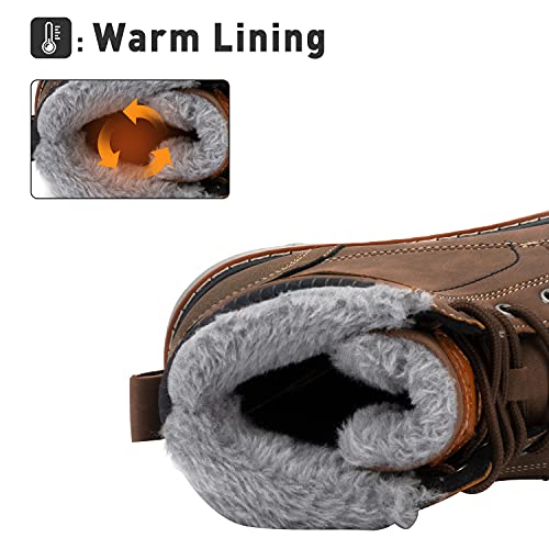 Mishansha Botas de Invierno Mujer Hombre Botas de Nieve de Plano con Forro - Impermeables Calentitas y Antideslizantes (Marrón, 43 EU)