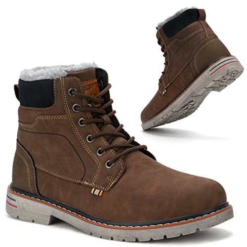 Mishansha Botas de Invierno Mujer Hombre Botas de Nieve de Plano con Forro - Impermeables Calentitas y Antideslizantes (Marrón, 43 EU)