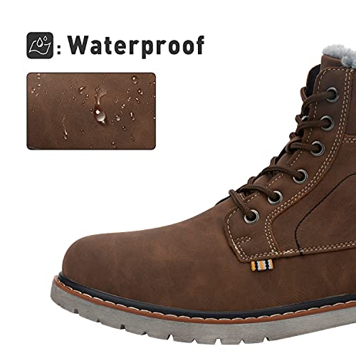 Mishansha Botas de Invierno Mujer Hombre Botas de Nieve de Plano con Forro - Impermeables Calentitas y Antideslizantes (Marrón, 43 EU)