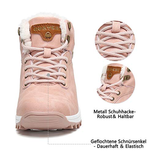 Mishansha Hombre Mujer Botas de Nieve Invierno Botines Senderismo Impermeables Deporte Trekking Zapatos Fur Forro Aire Libre Boots,Rosa 40 EU