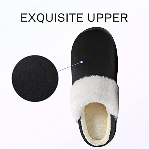 Mishansha Pantuflas Hombre Cálido Pantuflas Invierno Casa Zapatillas Felpa Zapatos para Mujer Negro 43 EU