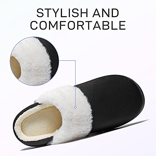 Mishansha Pantuflas Hombre Cálido Pantuflas Invierno Casa Zapatillas Felpa Zapatos para Mujer Negro 43 EU