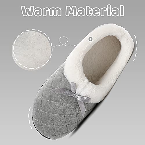 Mishansha Zapatillas de Estar por Casa Mujer Invierno Cálidas Suave Pantuflas Espuma de Memoria Cómodas Zapatillas Casa Otoño Mullida Ligeras, Anchor Grey 41 EU