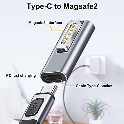 Misis Adaptador magnético USB C, conversión de Carga Tipo C a Magsafe2 Adaptador USB Tipo C Interfaz Hembra a Adaptador magnético Compatible con PD de Carga rápida Steadfast