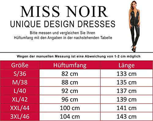 Miss Noir Mono para mujer con aspecto mojado, tallas S-3XL, con cremallera de 4 vías, espalda descubierta, sexy Negro XXXL