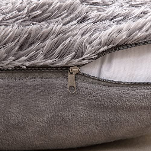 MIULEE Juego de 2 Cojines Protectores Faux Fur Throw Funda de cojín Deluxe Home Decorativo Cuadrados y Suaves Cojines PeloPara la Hogar Sofá Cama del20 x20 Inch 50x50cm Gris