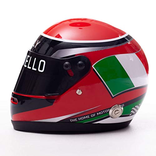MJ Monaco - Collectors Mini Casco de carreras de fórmula de media escala, casco Italia Crash con visera inclinable, interior de espuma y correa
