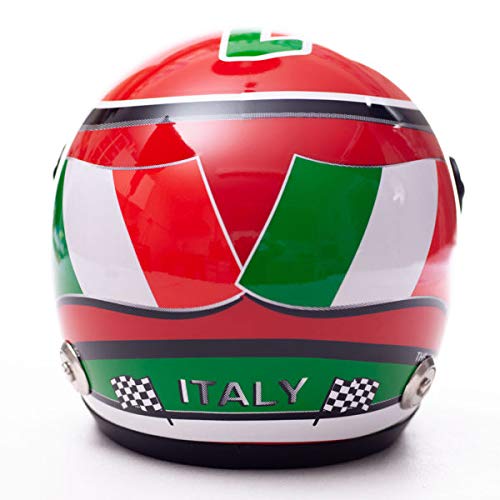 MJ Monaco - Collectors Mini Casco de carreras de fórmula de media escala, casco Italia Crash con visera inclinable, interior de espuma y correa