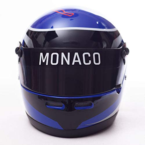 MJ Monaco - Collectors Mini Casco de carreras de fórmula de media escala, casco Monaco Crash con visera inclinable, interior de espuma y correa