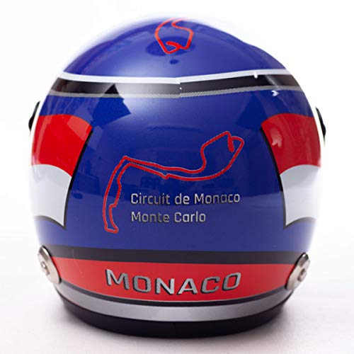 MJ Monaco - Collectors Mini Casco de carreras de fórmula de media escala, casco Monaco Crash con visera inclinable, interior de espuma y correa