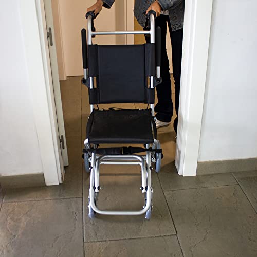 Mobiclinic, Neptuno, Silla de ruedas de tránsito para ancianos y minusválidos, plegable, aluminio, reposapiés y reposabrazos abatibles, asiento, ultraligera, frenos en manetas, negro